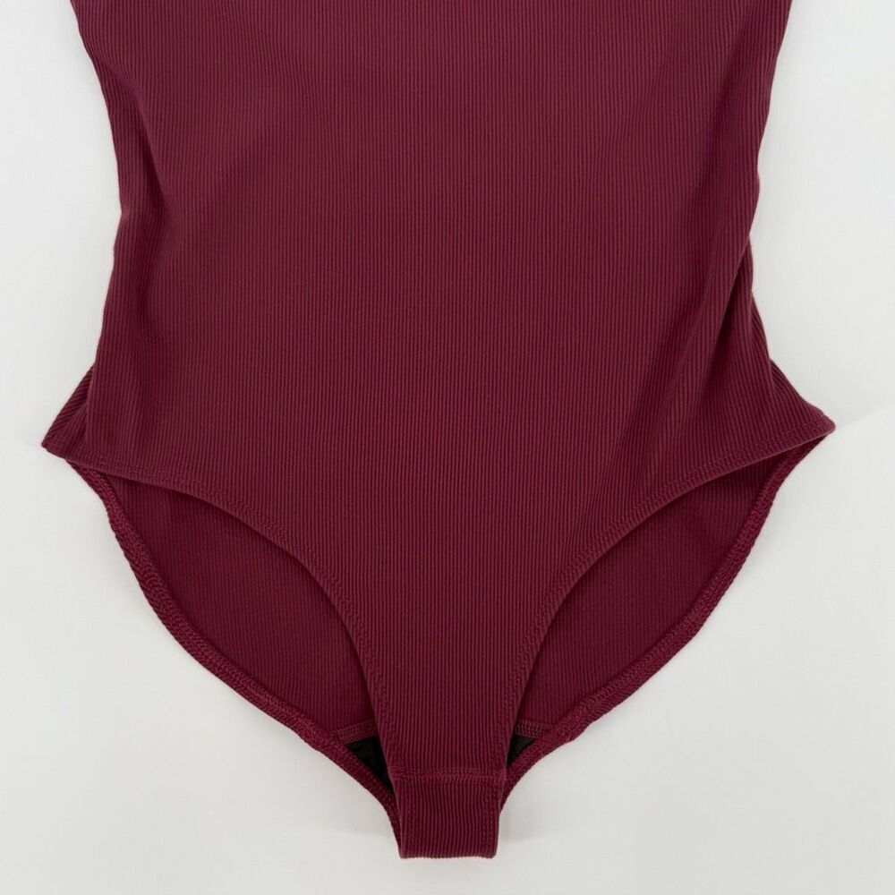 Outdoor Voices Superform Rib‎ Leotard Bodysuit Top Shiraz Burgundy Women Small - Picture 3 of 11